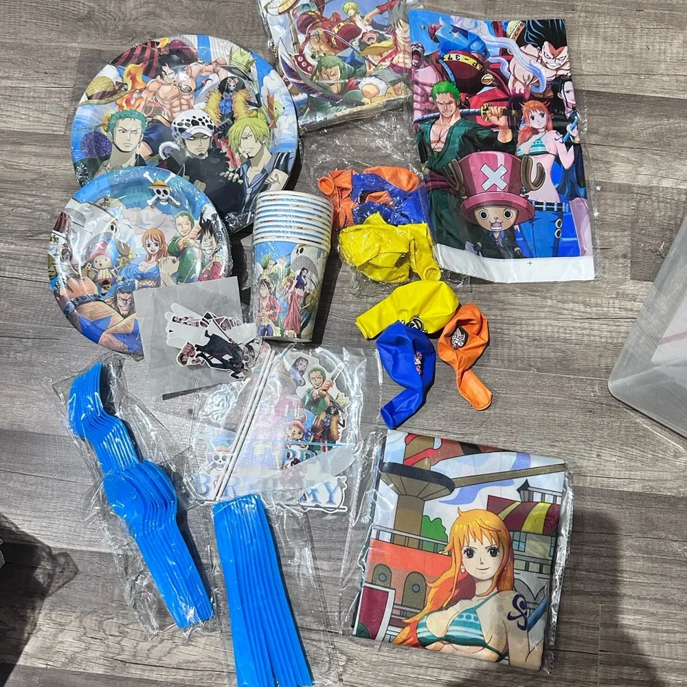 Anime Party Supplies Set with Plates, Cups, and Balloons